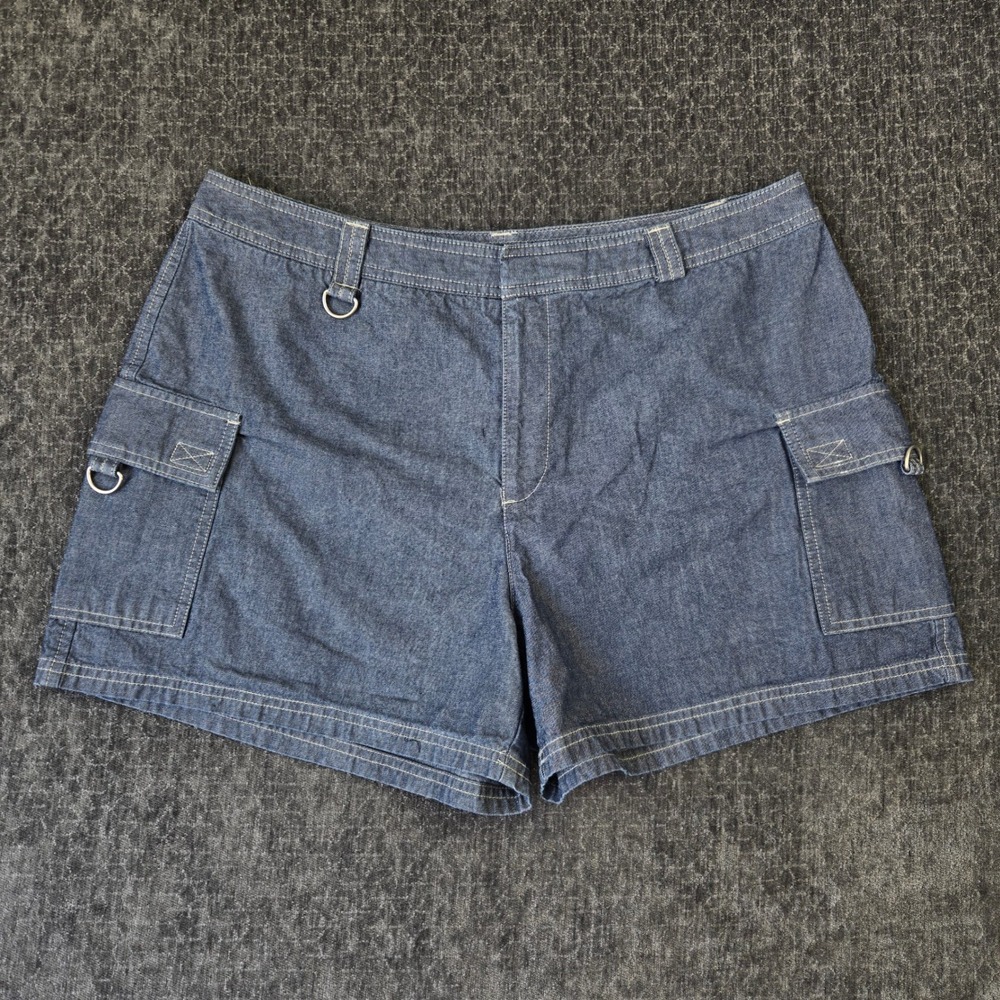 Dockers Blue‎ Denim Cargo Shorts Women 16 D-Ring Utility